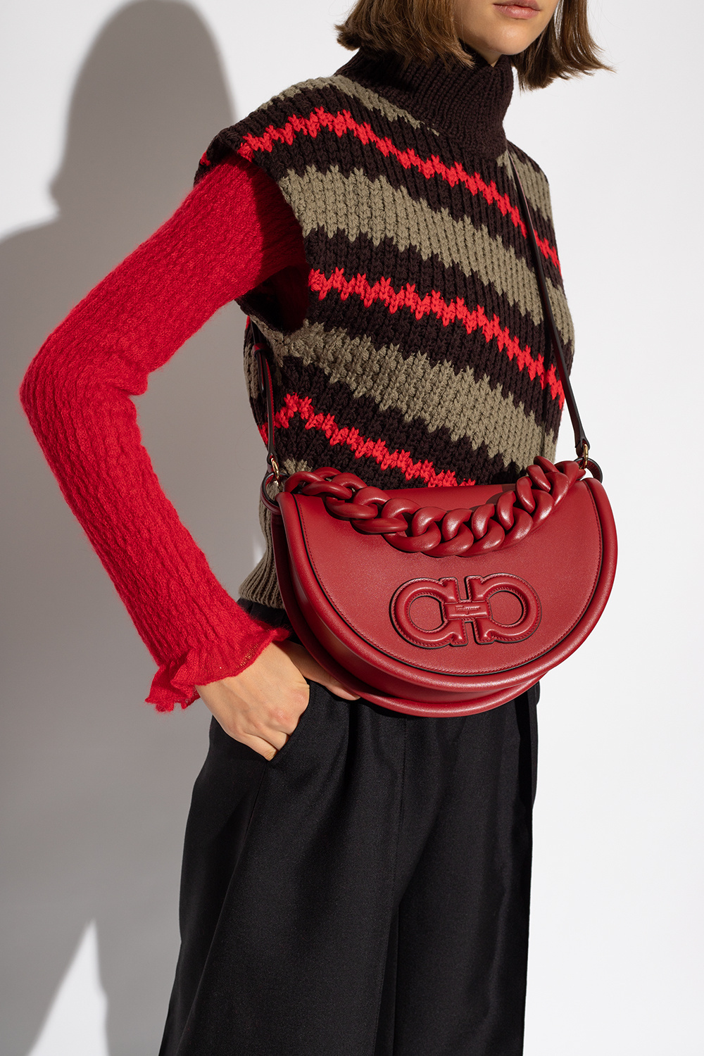 Salvatore Ferragamo AURA Shoulder Bag ハンドバッグ 革 212748 SchaferandweinerShops Myanmar - Salvatore Ferragamo Gancini